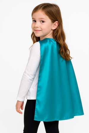 Turquoise Superhero Cape Costume Accessory for Kids and Adults - One Size