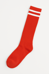 Red Striped Knee-High Athletic Socks - Team Spirit Essential