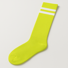 Neon Kiwi Striped Knee-High Athletic Socks