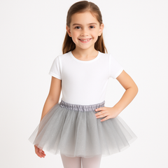 Kids' Silver Tutu Skirt - Shimmering Tulle Costume Accessory