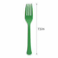 Festive Green Plastic Forks - 7.5 in. - 50 ct. - Solid Color Collection