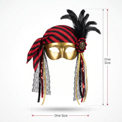 Pirate Masquerade Feathered Mask for Halloween