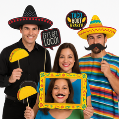 Fiesta Fun Jumbo Photo Booth Prop Kit - 12 Piece Set