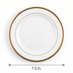Elegant White and Gold Trim Plastic Dessert Plates - 7.5", 20-Pack