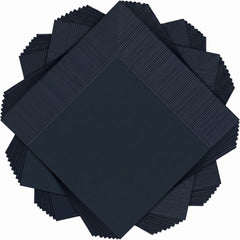 Elegant Jet Black Lunch Napkins - 6.5 in. x 6.5 in.