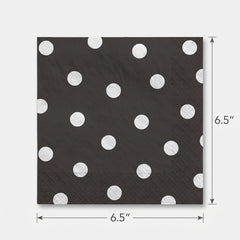 Jet Black Polka Dot Luncheon Napkins - 6.5 In. X 6.5 In. | 16 Count