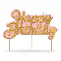Glittered "Happy Birthday" Cake Topper Candle Pick