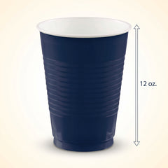True Navy 12oz Plastic Cups - 50 Pack
