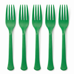Festive Green Plastic Forks - 7.5 in. - 50 ct. - Solid Color Collection