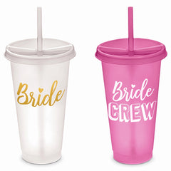 Bride & Bride Crew Bachelorette Tumbler Set with Straws