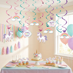 Enchanted Unicorn Swirl Decorations - 12 Pack
