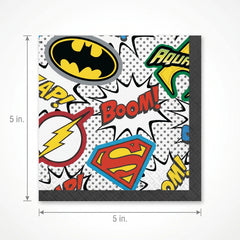 Justice League Heroes Unite Beverage Napkins - 16 Pack - 5 In. X 5 In.