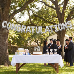 Elegant Silver "Congratulations" Letter Banner Decoration