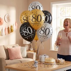 Sparkling Celebration 80th Birthday Latex Balloons