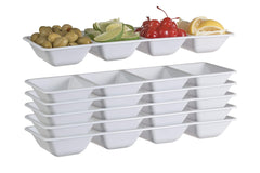 7 In. x 16 In. | White 4 Compartment Plastic Tray | 48 Count