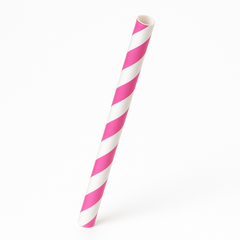 Bright Pink Paper Straws - 100 Pack