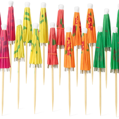 Vibrant Cocktail Umbrella Picks - Assorted Colors, 20-Pack
