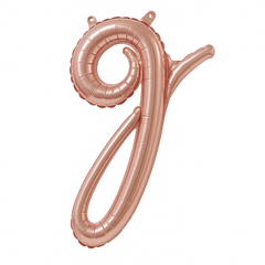Rose Gold Script Letter Balloon - 8-Inch Air-Filled Foil Decoration