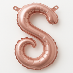 Rose Gold Script Letter 'S' Foil Balloon - 8-Inch Air-Filled