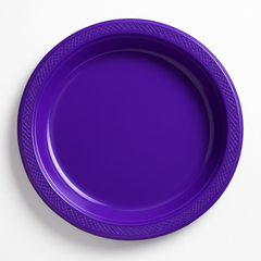 Vibrant Purple 10.25" Round Plastic Dinner Plates - 20 Count