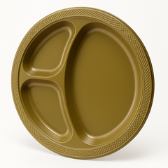 Gold Divided Plastic Dinner Plates, 10.25", 20-Pack