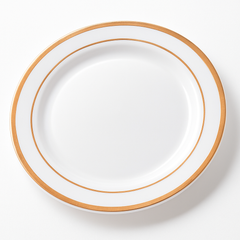 Elegant Gold Trimmed Cream Plastic Dessert Plates - 7.5", 20 Pack