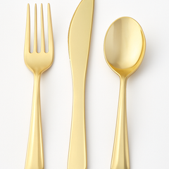 Premium Gold Plastic Cutlery Set - Assorted