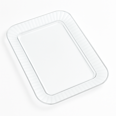 Premium Clear Rectangle Plastic Appetizer Plates - 7" x 5", 32-Pack