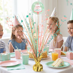 Happy Cake Day Metallic Tinsel Spray Centerpiece