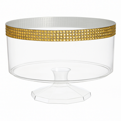 Elegant Gold Gem Trimmed Plastic Trifle Container