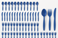Royal Blue Plastic Cutlery Set - 64 Pieces