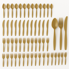 Gold Plastic Cutlery Set - 64 Piece Assortment