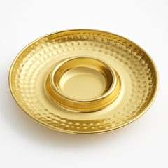 Elegant Gold Stainless Steel Chip and Dip Tray - 14"