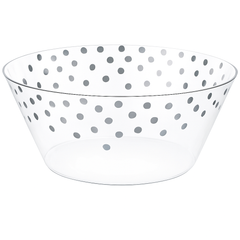 Silver Polka Dot Large Plastic Serving Bowl