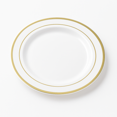 Elegant White and Gold Trim Plastic Dessert Plates - 7.5", 20-Pack