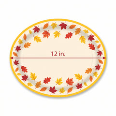 Leafy Autumn Oval Paper Plates - 12" Harvest Collection