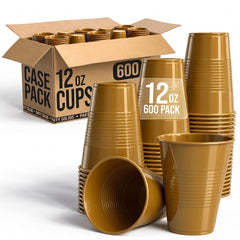 12 Oz. Gold Plastic Cups | Case of 600
