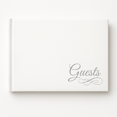 Elegant White Guest Book with Silver Detail for Weddings