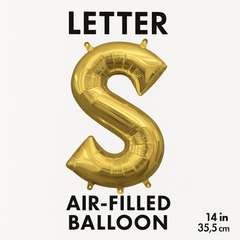 Gold Foil Air-Filled Letter 'S' Balloon