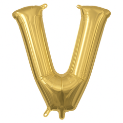Gold Letter "V" Foil Air-Filled Balloon