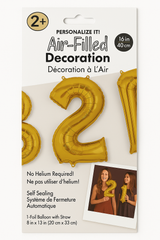 Gold Foil Air-Filled Number Balloon 2 - 16 Inch
