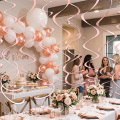 Rose Gold Swirl Decorations - 12-Pack
