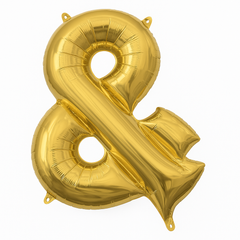 Gold Ampersand Foil Balloon - Metallic Mylar Decoration