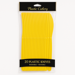 Yellow Sunshine Plastic Knives - 20 Pack