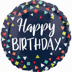 Colorful Confetti Happy Birthday Mylar Balloon - 18 Inch