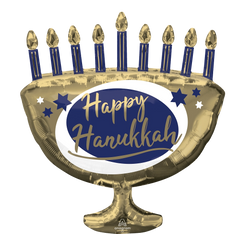 Elegant Metallic Menorah Foil Balloon - Super Shape