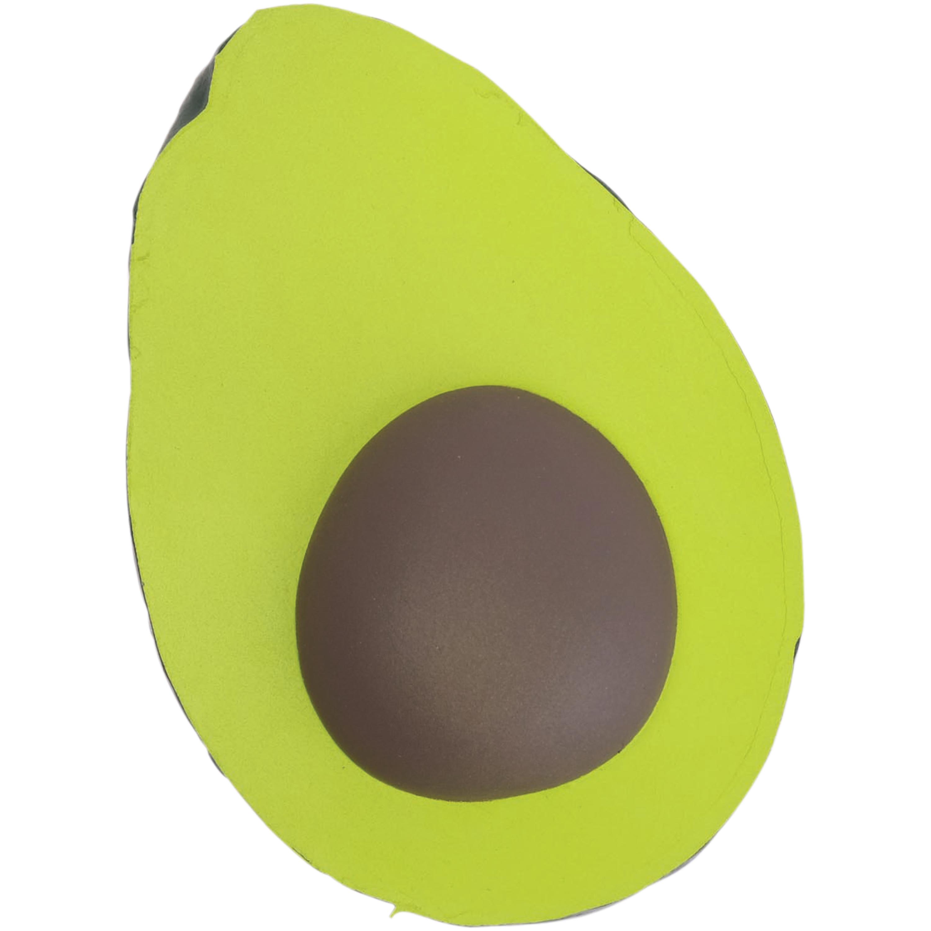 Foam avocado half with brown pit center, decorative cushion or toy