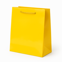 Glossy Yellow Gift Bag with Rope Handles - 9.5"