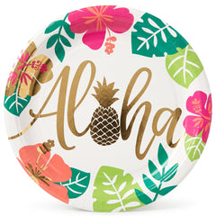 Aloha Tropical Floral Paper Plates, 10.5-Inch, 8-Pack - 10.5 in.