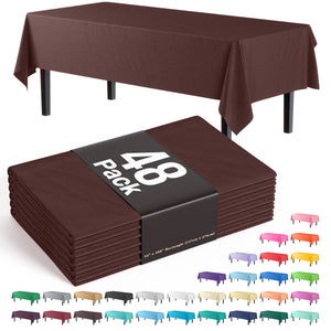 Brown Plastic Table Cover | Case of 48 - 54 In. x 108 In.